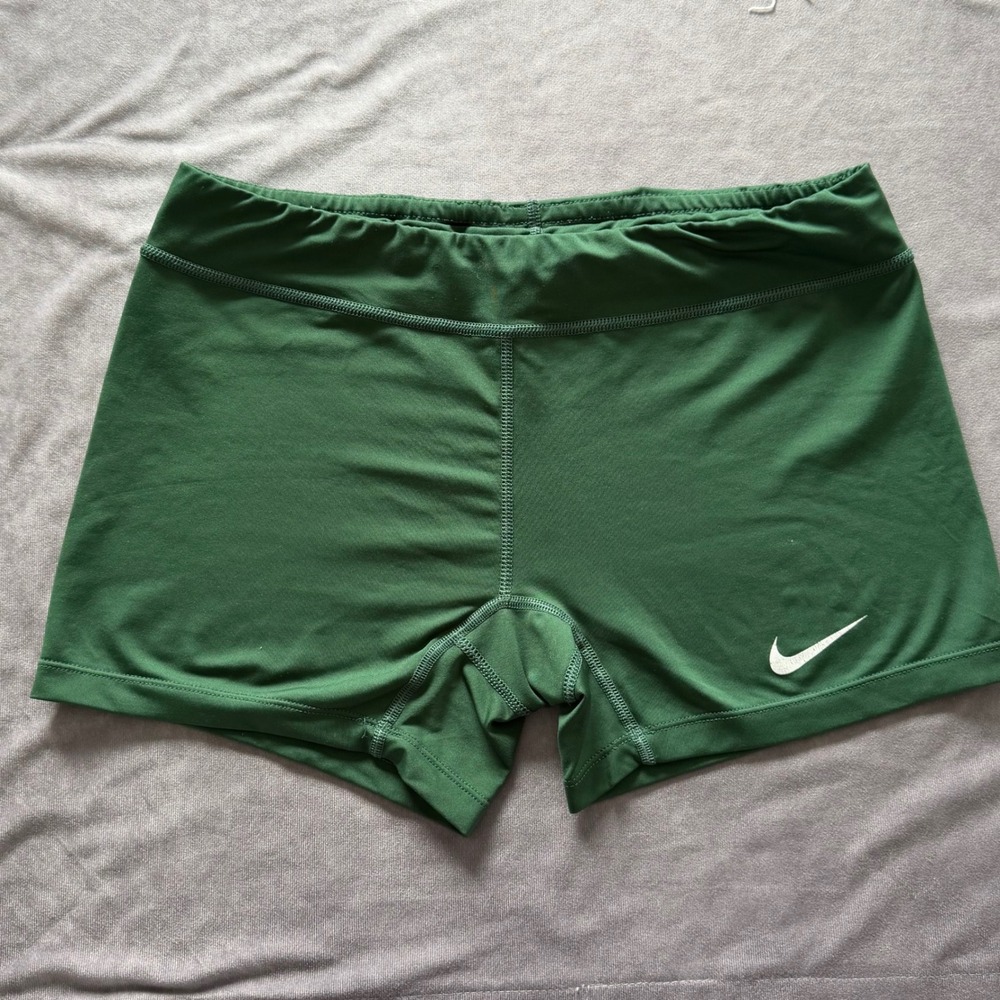 Nike Dri-FIT Womens Compression Shorts Green Volleyball Gym Training Large